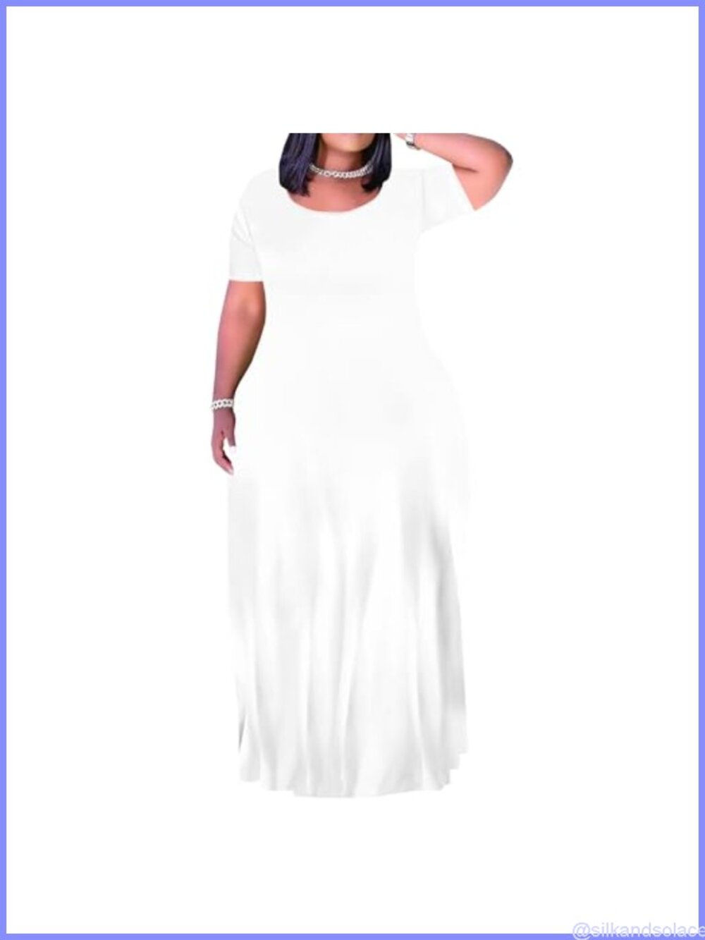 Plus Size Maxi Dress Women Summer Short Sleeve Casual Sundress Shift